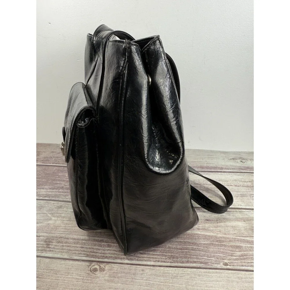 Vintage Black Leather Franchi‎ Handbag Shoulder bag